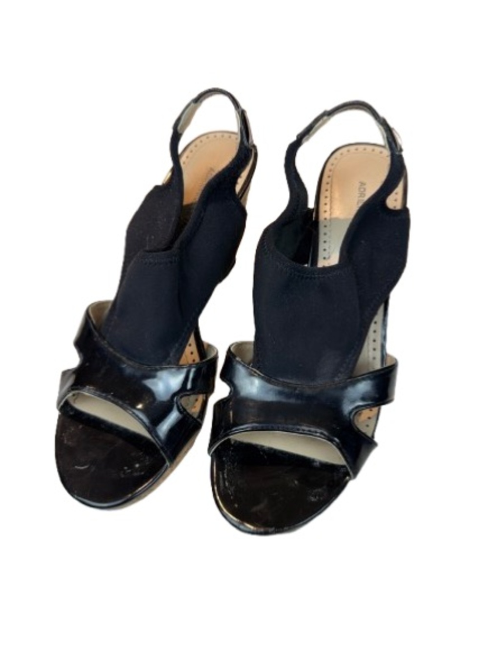 Adrienne Vittadini Black Open-Toe Slingback Espadrille Heels